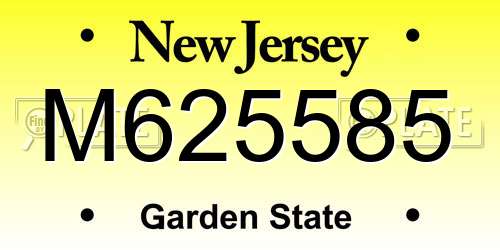 M625585 New Jersey License Plate