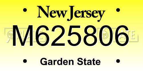 M625806 New Jersey License Plate