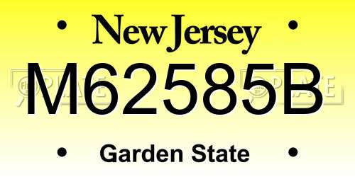 M62585B New Jersey License Plate