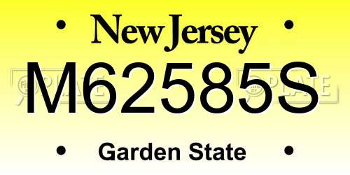 M62585S New Jersey License Plate