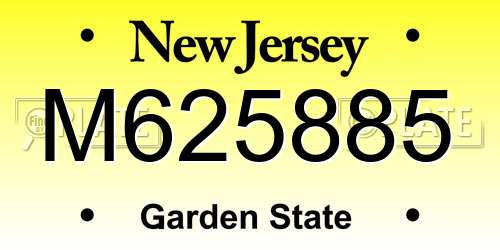 M625885 New Jersey License Plate