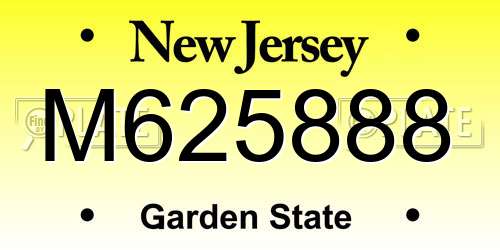 M625888 New Jersey License Plate