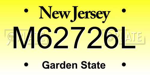 M62726L New Jersey License Plate