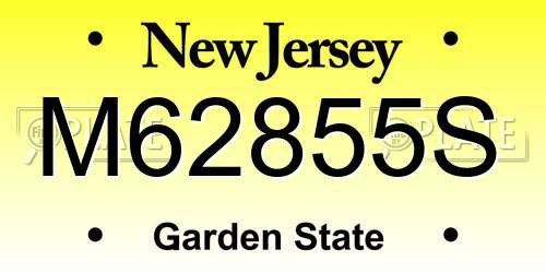 M62855S New Jersey License Plate