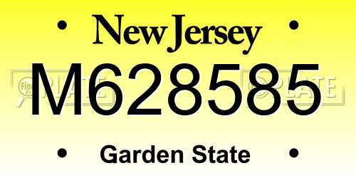 M628585 New Jersey License Plate
