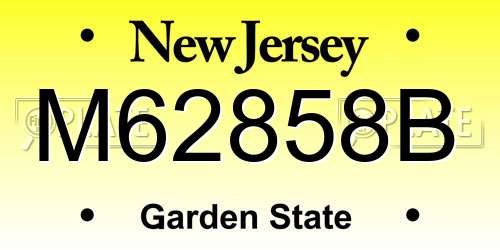 M62858B New Jersey License Plate