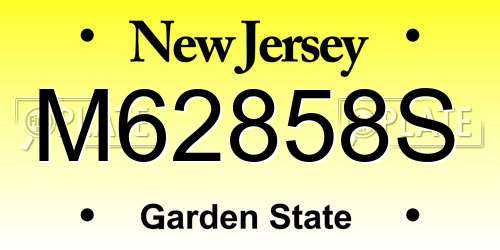 M62858S New Jersey License Plate