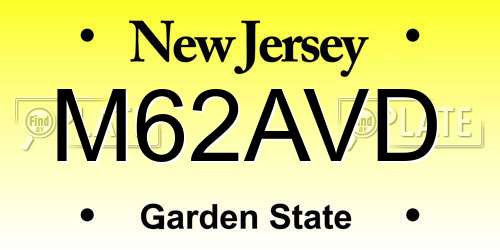 M62AVD New Jersey License Plate