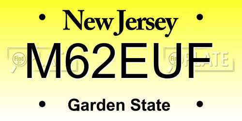 M62EUF New Jersey License Plate