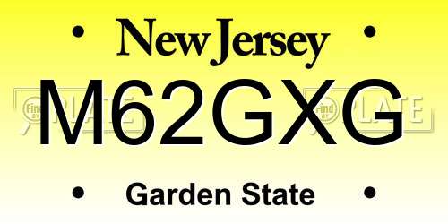 M62GXG New Jersey License Plate