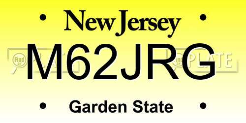 M62JRG New Jersey License Plate