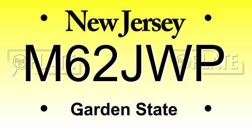 M62JWP New Jersey License Plate
