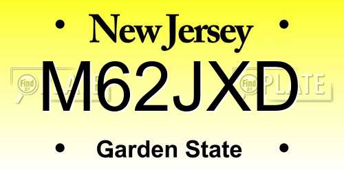 M62JXD New Jersey License Plate