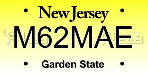 M62MAE New Jersey License Plate