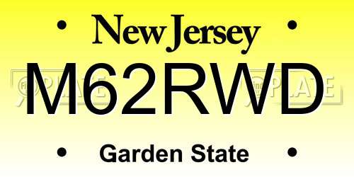 M62RWD New Jersey License Plate