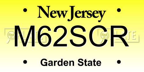 M62SCR New Jersey License Plate