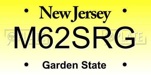 M62SRG New Jersey License Plate