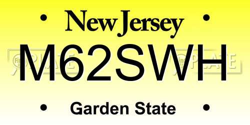 M62SWH New Jersey License Plate