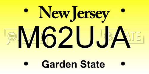 M62UJA New Jersey License Plate