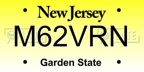 M62VRN New Jersey License Plate