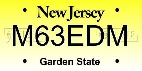 M63EDM New Jersey License Plate