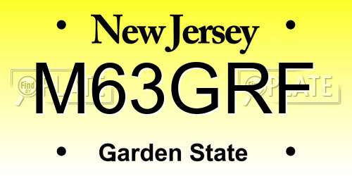 M63GRF New Jersey License Plate