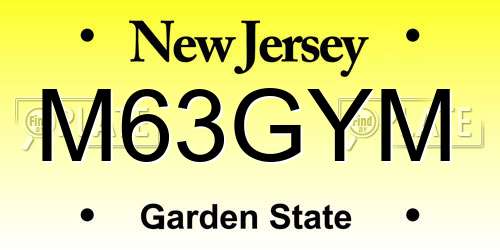 M63GYM New Jersey License Plate