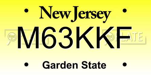 M63KKF New Jersey License Plate