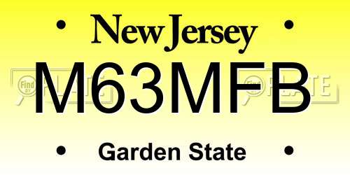 M63MFB New Jersey License Plate