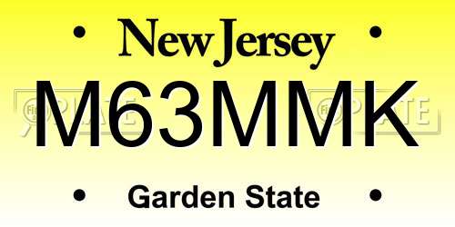 M63MMK New Jersey License Plate