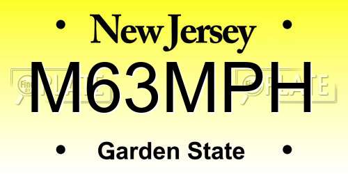 M63MPH New Jersey License Plate