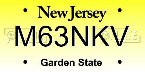 M63NKV New Jersey License Plate