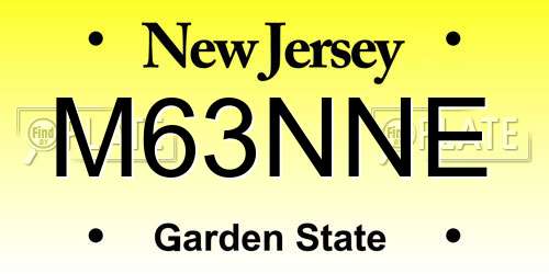 M63NNE New Jersey License Plate