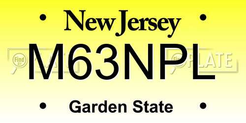 M63NPL New Jersey License Plate
