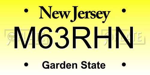 M63RHN New Jersey License Plate