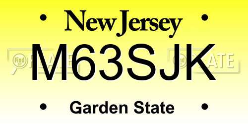 M63SJK New Jersey License Plate