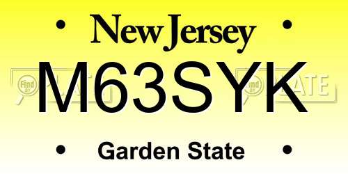 M63SYK New Jersey License Plate