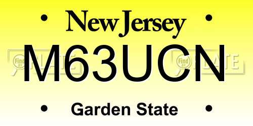 M63UCN New Jersey License Plate