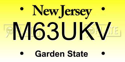 M63UKV New Jersey License Plate