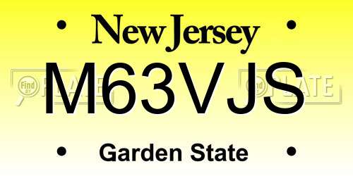 M63VJS New Jersey License Plate