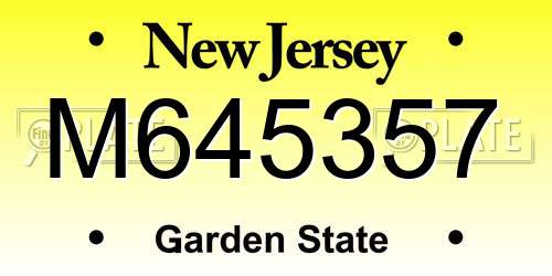 M645357 New Jersey License Plate
