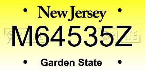M64535Z New Jersey License Plate