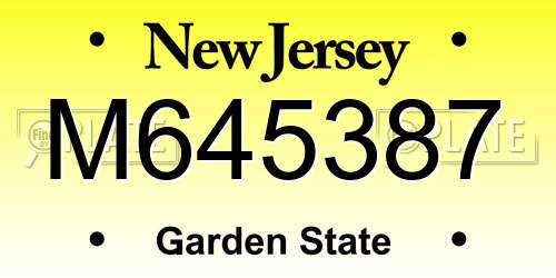M645387 New Jersey License Plate