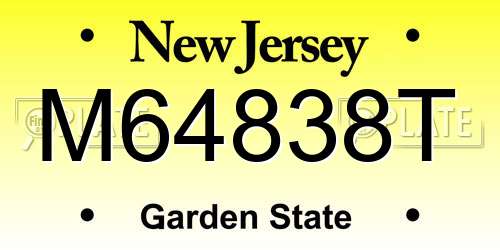 M64838T New Jersey License Plate