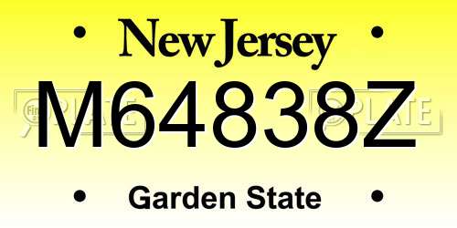 M64838Z New Jersey License Plate