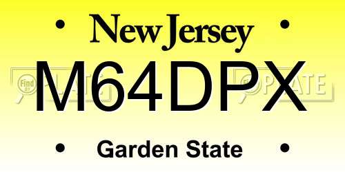 M64DPX New Jersey License Plate