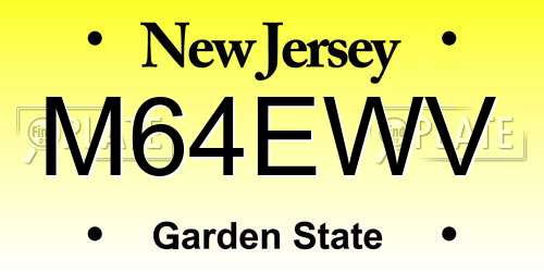 M64EWV New Jersey License Plate