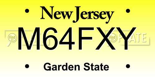 M64FXY New Jersey License Plate