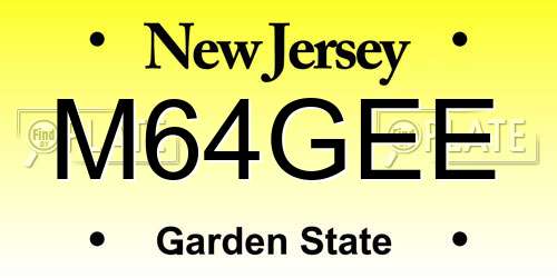 M64GEE New Jersey License Plate