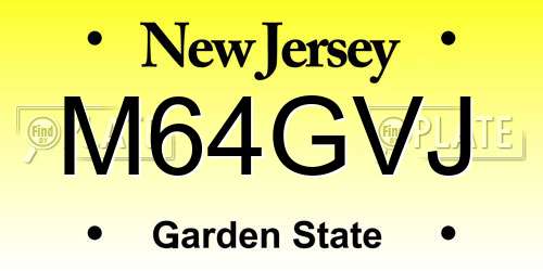 M64GVJ New Jersey License Plate